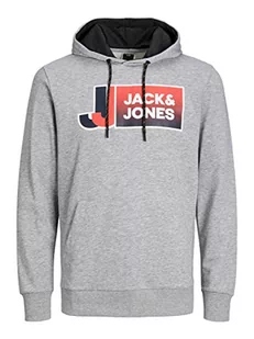 JACK & JONES PLUS Męska bluza z kapturem JCOLOGAN Sweat Hood SS23 SN PLS z kapturem, jasnoszary melanż/szczegóły: New LGM, 6XL, jasnoszary melanż/szczegóły: nowy Lgm, 6XL - Bluzy męskie - miniaturka - grafika 1