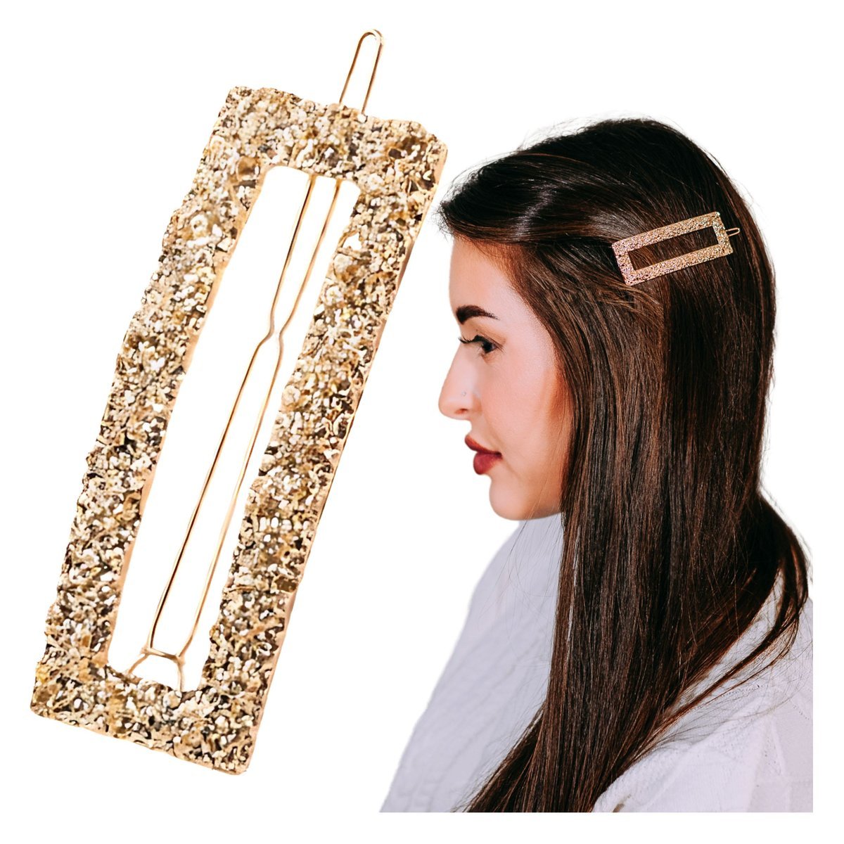 Spinka do Włosów Złota Duża Błyszcząca Metalowa Wsuwka Lekka i Efektowna