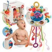 Zabawki sensoryczne - Zabawka Sensoryczna Ośmiornica Pop It MONTESSORI Gryzak dla NIEMOWLĄT 4w1 - miniaturka - grafika 1