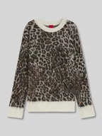 Swetry damskie - Sweter z dzianiny o luźnym kroju z dodatkiem wełny z alpaki model ‘SERATU’ - miniaturka - grafika 1