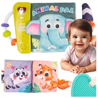 Gryzaki dla dzieci - Książeczka Edukacyjna Sensoryczna Zwierzątka Gryzak Lusterko Muzyka Z966D - miniaturka - grafika 1