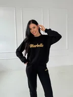 Bluzy damskie - bluza czarna ze złotym haftem - miniaturka - grafika 1