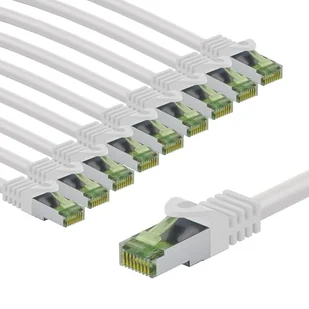 goobay 66595 CAT8.1 kabel sieciowy w zestawie po 10 szt./kabel krosowy ekranowany S/FTP/CU Ethernet, PiMF, LSZH, OFC/Cat 8.1 kabel z 40 Gbits/biały / 10 x 5 m - Kable miedziane - miniaturka - grafika 1
