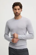 Swetry męskie - Calvin Klein sweter wełniany męski kolor szary lekki - miniaturka - grafika 1