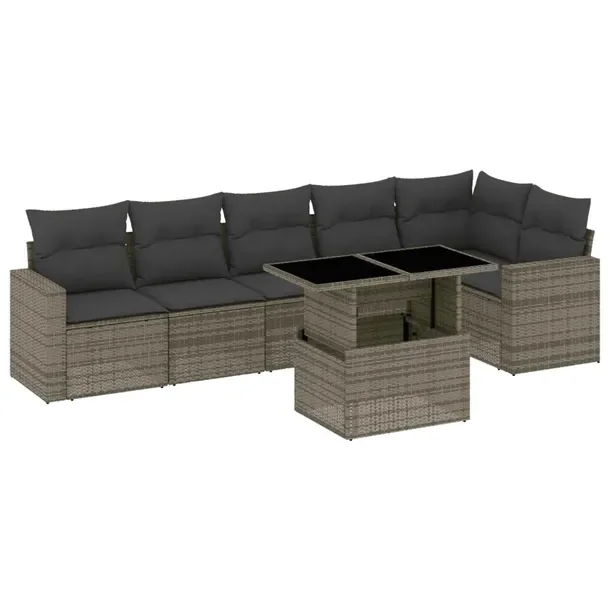 Modułowy zestaw mebli ogrodowych szary z poduszkami, rattan PE 62x62x69 cm