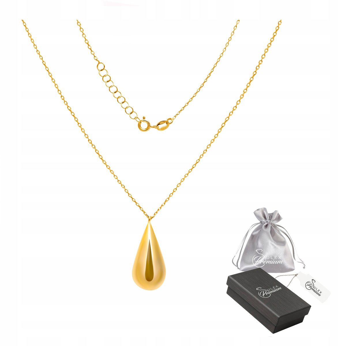 Naszyjnik Srebrny 925 Dmuchana Lekka Celebrytka Złota Kropla dla Niej