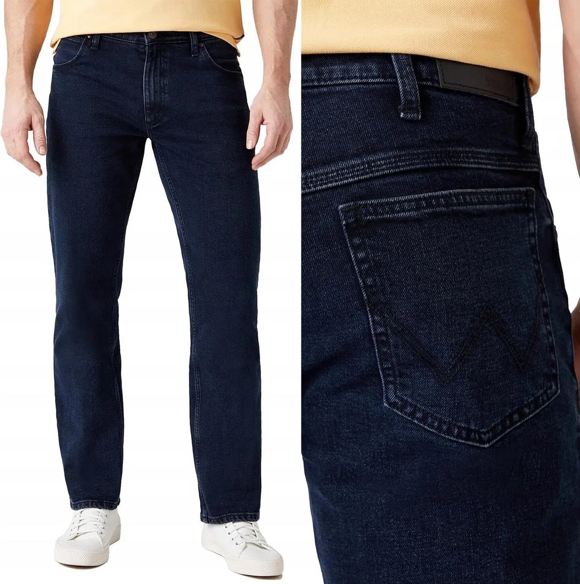 Wrangler Straight Blue Black klasyczne proste spodnie jeansowe W34 L32