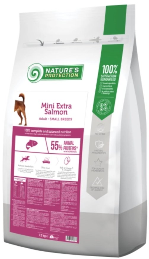NATURE'S PROTECTION Mini Extra Salmon - sucha karma dla psa - 7,5kg