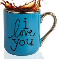 Kubki - KUBEK ELEGANT Niebieski Prezent Walentynki Dla Żony I LOVE YOU Wzory - miniaturka - grafika 1