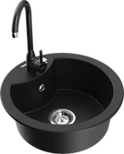 Zlewozmywaki z baterią - Mexen Diego zlewozmywak granitowy 1-komorowy z baterią kuchenną Telma, czarny - 6512-77-670200-70 - miniaturka - grafika 1