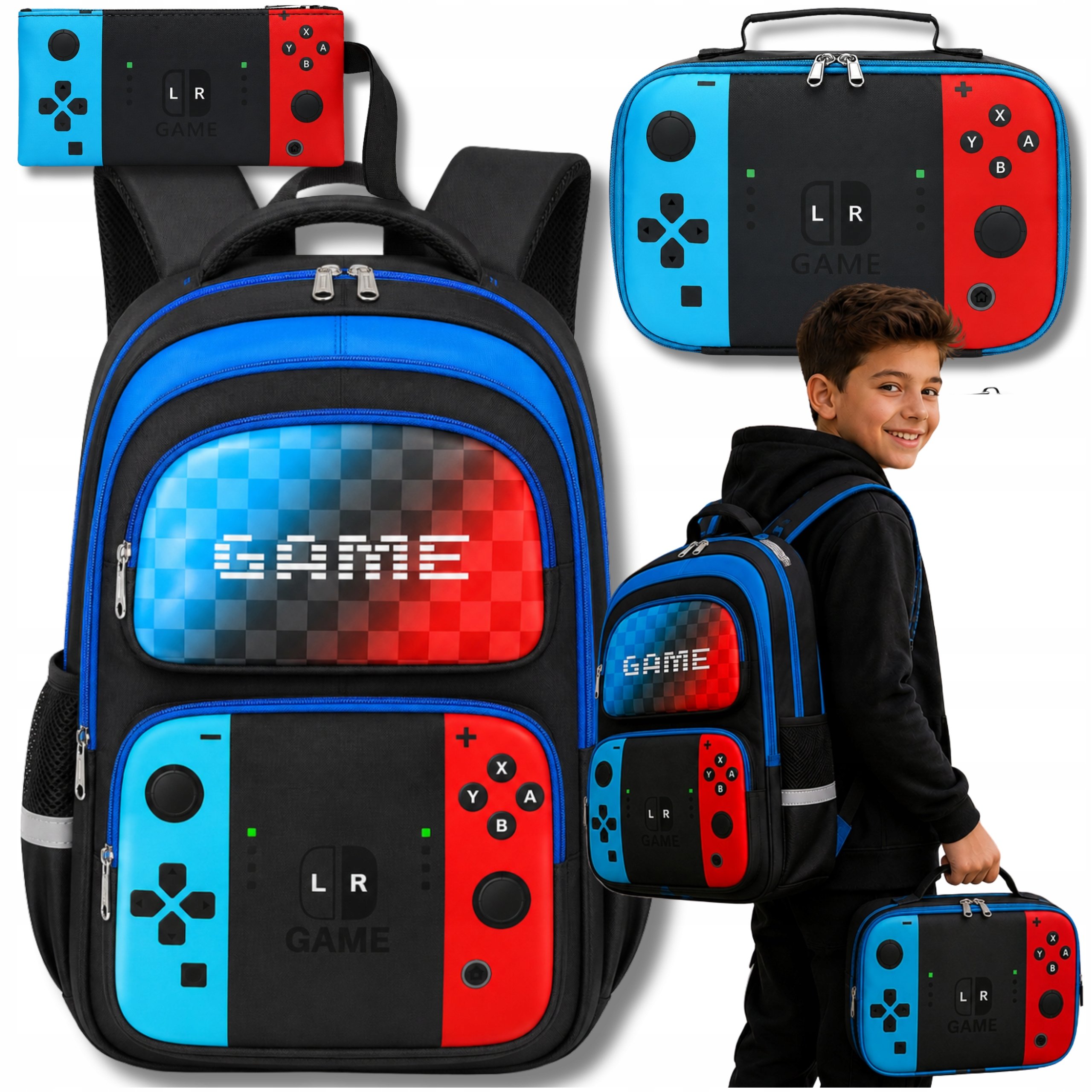 Plecak Szkolny Gamer W Pady Gra Gry Gracza Pad Lunchbox Piórnik Do Szkoły N
