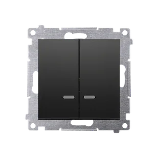 Łącznik świecznikowy Kontakt-Simon 54 DW5ABL.01/49 z podświetleniem LED do wersji IP44 moduł 16AX, 250V~, zaciski śrubowe posiada wkładkę DU1W czarny - Wyłączniki światła i elektryczne - miniaturka - grafika 1