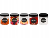 Pojemniki kuchenne - Pojemniki na żywność słoik kuchenny na przyprawy 300ml 5 sztuk + etykiety - miniaturka - grafika 1