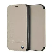 Etui i futerały do telefonów - Etui ochronne na telefon BMW BMFLBKI61LLST do Apple iPhone Xr book beżowy/taupe Logo Imprint - miniaturka - grafika 1