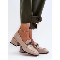 Czółenka - S.Barski Lakierowane czółenka damskie Beige beżowy - miniaturka - grafika 1
