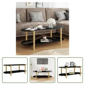 Ławy i stoliki kawowe - The Living Store stolik kawowy czarny 110x48x40 cm materiał drewnopochodny - miniaturka - grafika 1