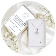 Biżuteria dla dzieci - Srebrny naszyjnik Aniołek z kolczykami - Prezent na Komunię - miniaturka - grafika 1