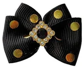 Akcesoria i dodatki do ubrań dla dzieci - Kokardka Glamour czarna w groszki 4,5cm KG008 - miniaturka - grafika 1