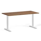 Biurka - Stół z regulacją wysokości, 1 silnik, 745 - 1235 mm, blat 1600 x 800 mm, podstawa biała, orzech - miniaturka - grafika 1