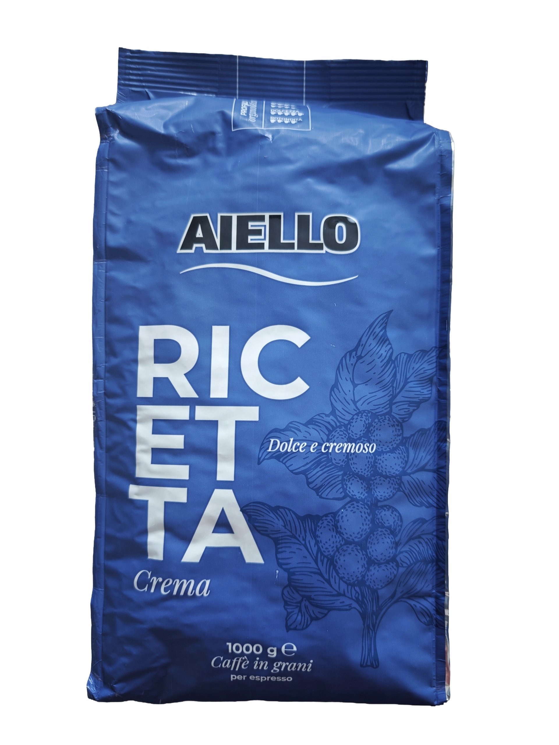 Włoska Kawa Ziarnista Premium Ricetta Blu Crema Aiello 1kg