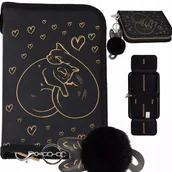 Piórniki - Starpak Piórnik Dwuklapkowy Bez Wyposażenia Złote Kotki Serce 553165 - miniaturka - grafika 1