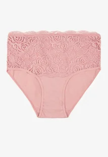 Różowe Bawełniane Majtki Figi z Koronkowymi Zdobieniami Idissa - Majtki damskie - miniaturka - grafika 1