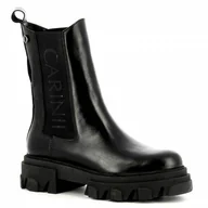 Botki damskie - Czarne skórzane sztyblety damskie CARINII - Carinii - miniaturka - grafika 1