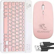 Zestawy myszka + klawiatura - Zestaw Klawiatura + Myszka bezprzewodowa mysz do laptopa PC Bluetooth AN-030 cicha slim Różowo-biała - miniaturka - grafika 1