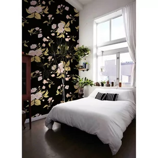 Tapeta flizelinowa Kwiaty na czarnym tle 254x184cm - Tapety - miniaturka - grafika 1