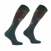 Skarpetki jeździeckie - COMODO Podkolanówki jeździeckie MERINO KARO - khaki/jasny zielony/ciemny zielony - miniaturka - grafika 1