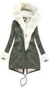 New Age BAWEŁNIANA PARKA Z FUTREM KHAKI-BIAŁA (K725-1) -