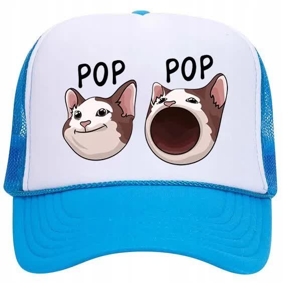 Czapka Niebieska Daszek Na Wiosnę Gra POPCAT Wzory