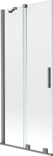 Mexen Velar parawan nawannowy 2-skrzydłowy rozsuwany 80 x 150 cm, transparent, gun metal - 896-080-000-01-95 - Parawany nawannowe - miniaturka - grafika 1