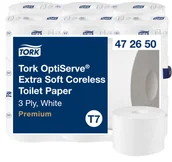 Papier toaletowy - Tork Optiserve - Ekstramiękki papier toaletowy w rolce bez gilzy, T7, Premium, 3-warstwowy, 18 550 odcinków - Biały - miniaturka - grafika 1