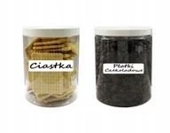 Pojemniki kuchenne - POJEMNIK PLASTIKOWY SŁOIK BIAŁA ZAKRĘTKA 1,25L 2 SZTUKI + ETYKIETY - miniaturka - grafika 1
