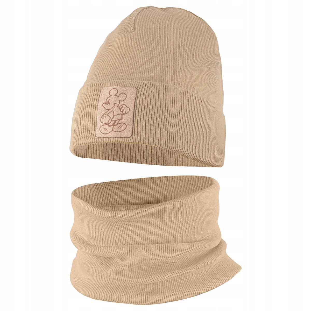 Czapeczka Wiosenna Jesienna Czapka + Komin Komplet Dla Dzieci 48-50 Beżowa