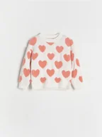 Bluzy dla dziewczynek - Reserved - Wzorzysty sweter - złamana biel - miniaturka - grafika 1