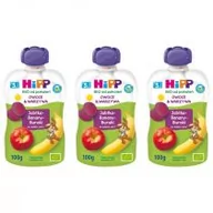 Desery dla dzieci - Hipp Mus owocowo-warzywny owoce & warzywa po 5. miesiącu jabłka-banany-buraki zestaw 3 x 100 g Bio - miniaturka - grafika 1