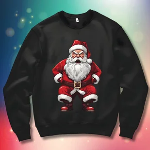 Bluza uniwersalna standardowa z nadrukiem Mikołaj czarna rozmiar 2XL Święta Boże Narodzenie - Bluzy męskie - miniaturka - grafika 1