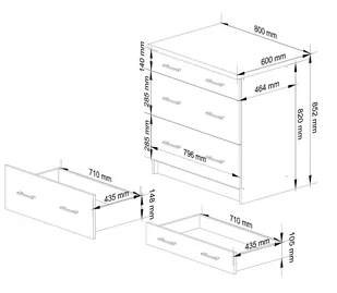 Szafka OLIWIA S80 3SZ + BLAT BIAŁA / BETON - Meble kuchenne - miniaturka - grafika 3