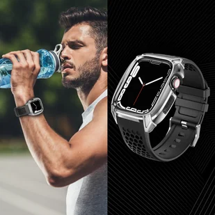 Kingxbar CYF148 2w1 pancerne etui Apple Watch 8, 7 (45 mm) ze stali nierdzewnej z paskiem srebrne - Akcesoria do smartwatchy - miniaturka - grafika 9