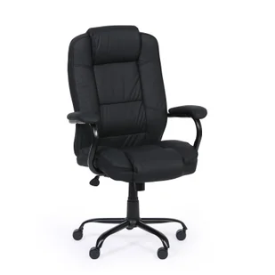 Fotel biurowy, krzesło biurowe Krzesło biurowe skórzane MAXOR XXL, czarne - Fotele i krzesła biurowe - miniaturka - grafika 1