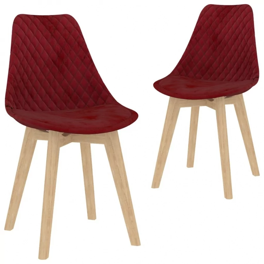 vidaXL Krzesła stołowe, 2 szt., czerwień winna, aksamitne