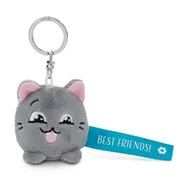 Plecaki - Breloczek kot „Best Friends!” 5cm - szary - Lojalny towarzysz dla wszystkich grup wiekowych z karabińczykiem, idealny do plecaka, torby, smyczy lub kluczy 62056 - miniaturka - grafika 1