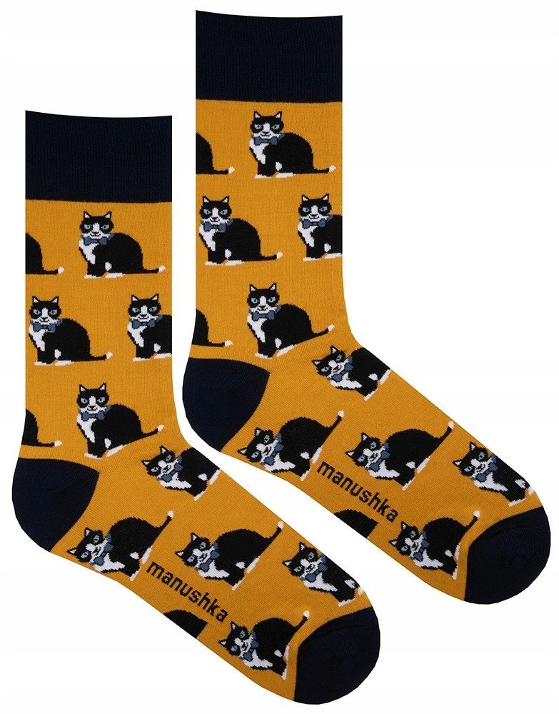 Skarpetki męskie bawełniane z motywem kotów rozmiar 42-46