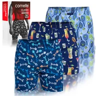 Majtki męskie - Cornette Bokserki Męskie Zestaw Luźne Bawełniane BM111 Classic 3 sztuki XL - miniaturka - grafika 1