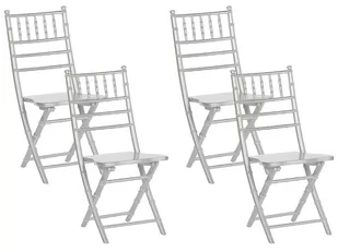 Beliani Zestaw 4 krzeseł drewniany srebrny MACHIAS - Krzesła - miniaturka - grafika 1