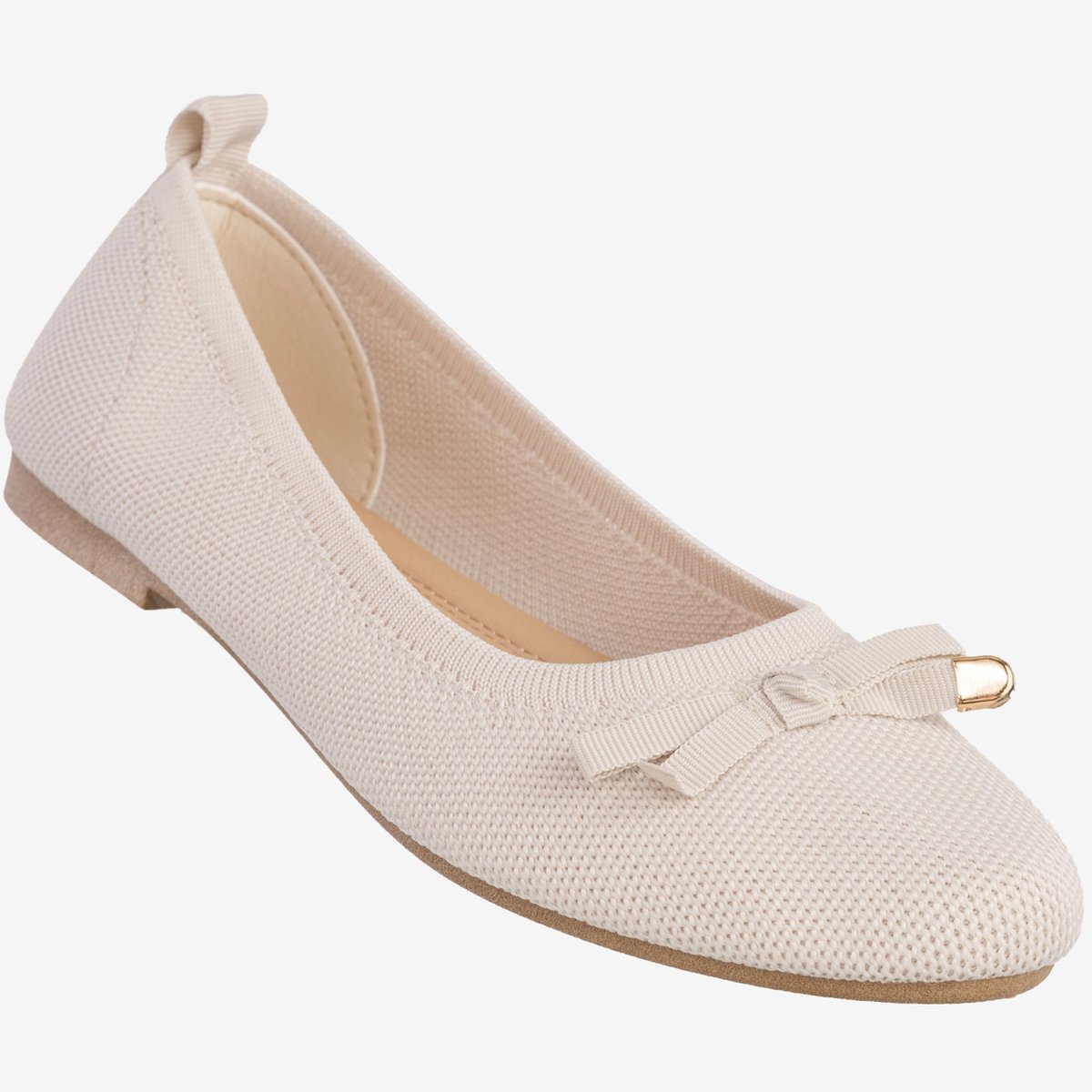 Baleriny Damskie Buty Z Kokardką Płaski Obcas Beżowe Bella Paris CB130-8 Beżowy 40