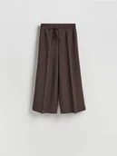 Spodnie damskie - Reserved - Szerokie spodnie z wiązaniem - ciemnobrązowy - miniaturka - grafika 1