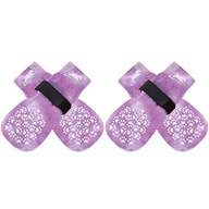 Skarpetki dla dzieci - EXPAWLORER Dwustronne skarpety dla psów, antypoślizgowe, miękkie i oddychające, ochrona łap, dla wszystkich psów, z regulowanymi paskami, lepsza kontrola trakcji do wnętrz, batikowe fioletowe, S - miniaturka - grafika 1